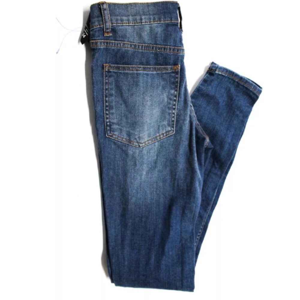 CHEAP MONDAY MEDIUM WASH COTTON HIGH RISE JEANS